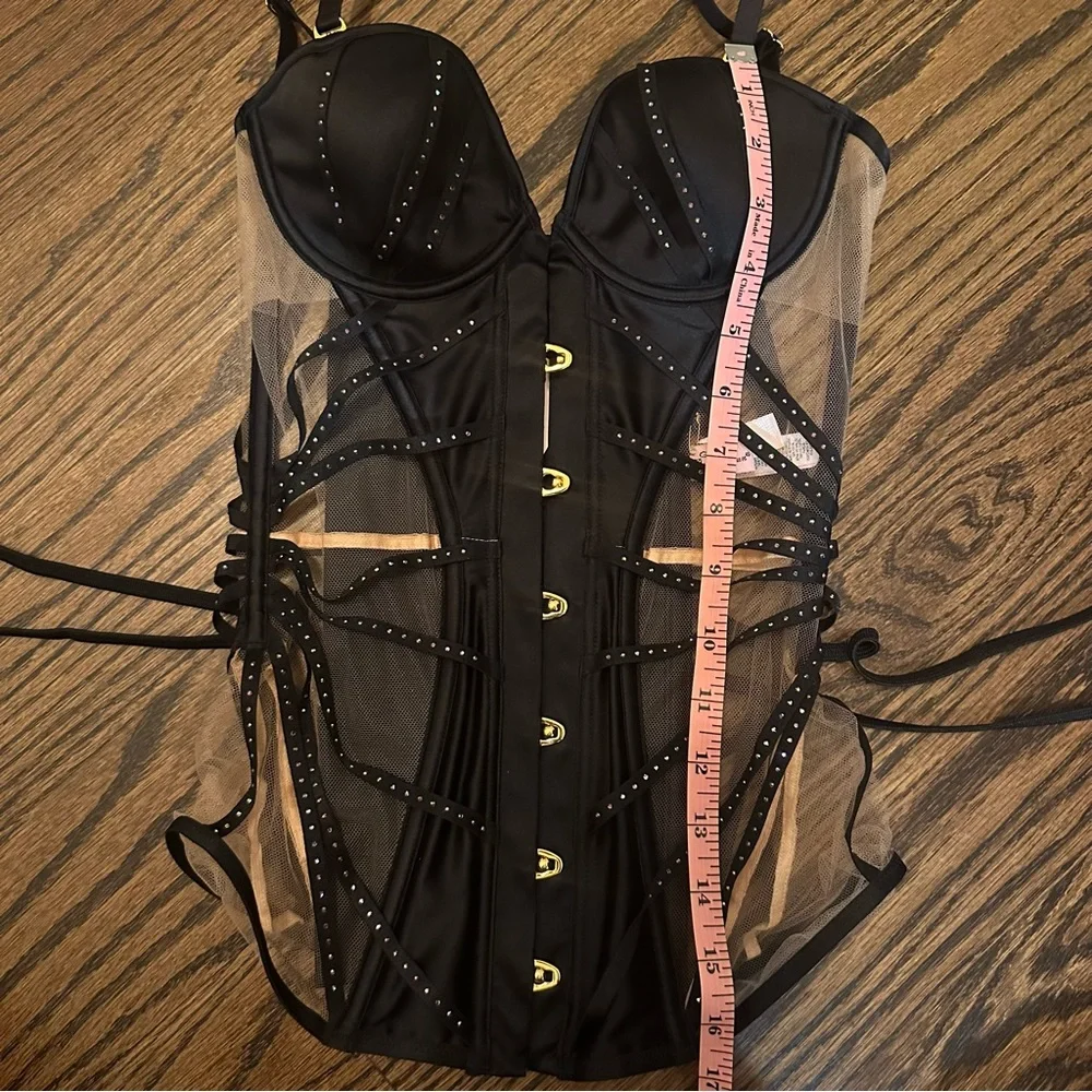 Agent Provocateur Rubi corset size 2 small Swarovski crystals black nude - Picture 15 of 17